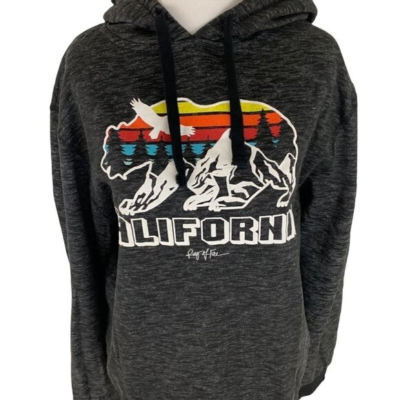 Ring of Fire Men's XL California Hoodie Sweater Foam Print Long Sleeve Gray - Picture 2 of 6